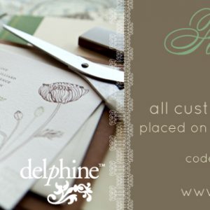 Delphine Fall Sale – 25% Off Letterpress Invitations thumbnail