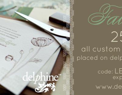 Delphine Fall Sale – 25% Off Letterpress Invitations thumbnail