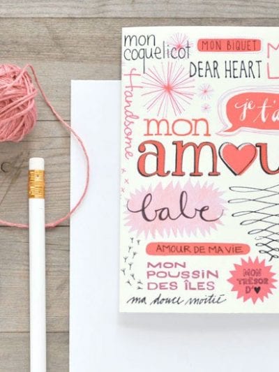 Hand Lettered Bilingual Valentine’s Day Card thumbnail