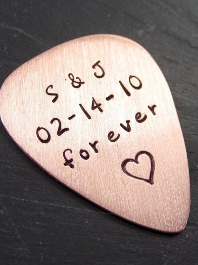 Hand Stamped Copper Guitar Pick thumbnail