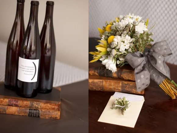 custom-wine-bottles-wedding-reception-yellow-gray-modern-loft-wedding-reception-580x435