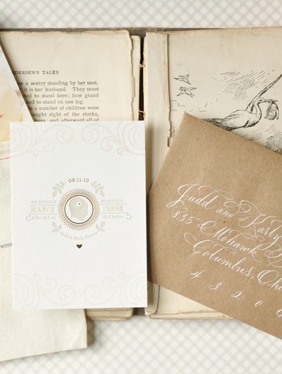 Lovely Letterpress + Kraft Baby Announcements thumbnail