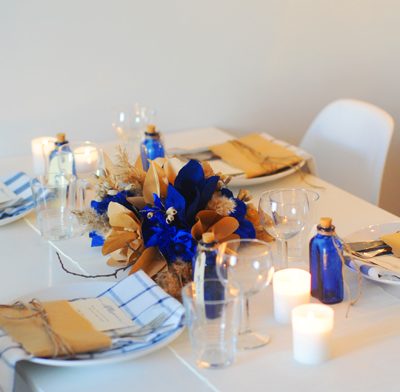 DIY Cobalt + Kraft Tabletop thumbnail