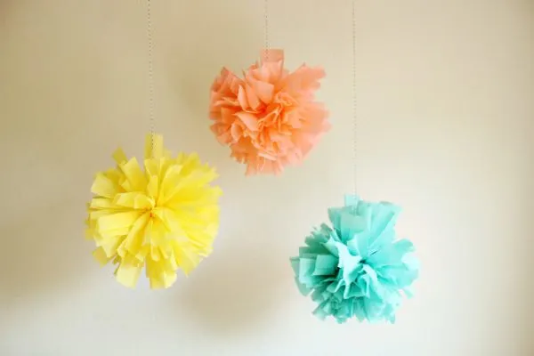 DIY crepe paper poms by Hank + Hunt for The Sweetest Occasion