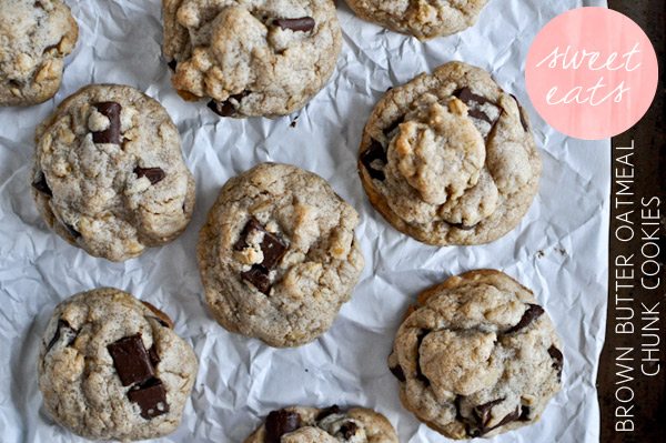 Brown butter oatmeal chunk cookies