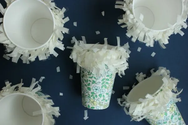 DIY fringe party cups by Hank + Hunt for The Sweetest Occasion