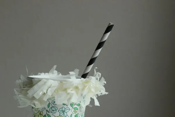 DIY fringe party cups by Hank + Hunt for The Sweetest Occasion