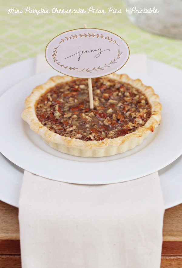 Mini Pumpkin Cheesecake Pecan Pies + Printable by Lisa Rupp for The Sweetest Occasion