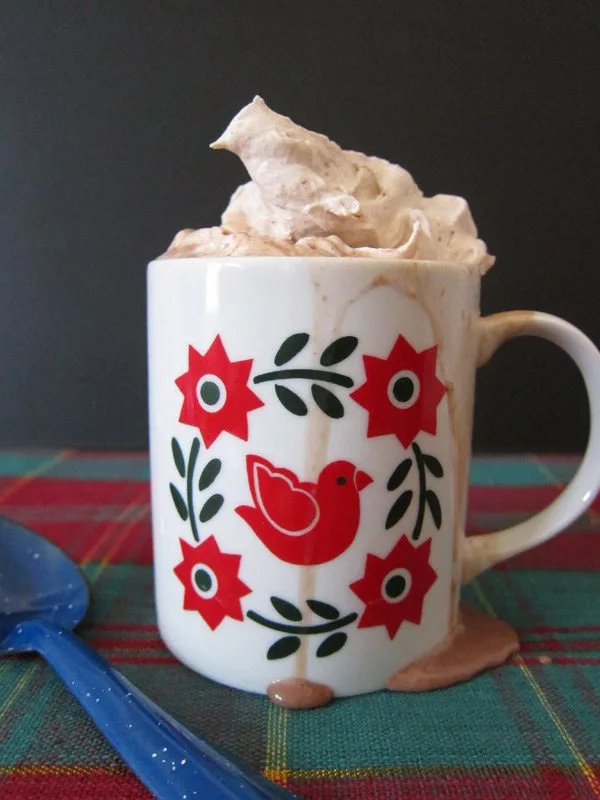 Nutella hot chocolate with cinnamon whipped cream from The Sweetest Occasion
