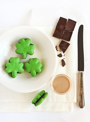 Shamrock Macarons with Baileys Irish Cream Ganache