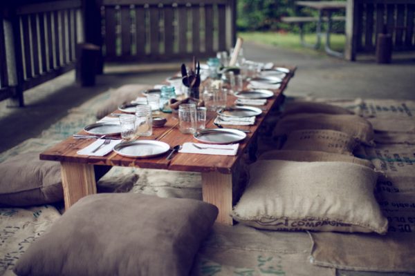 A cozy seaside dinner party