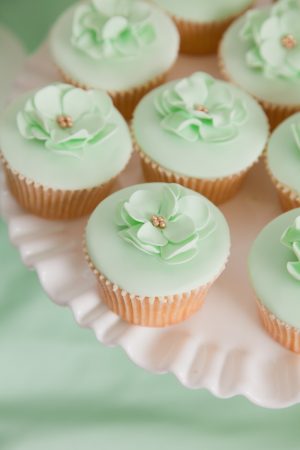 Mint Flower Cupcakes