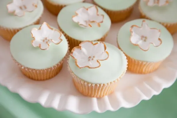 Mint Flower Cupcakes