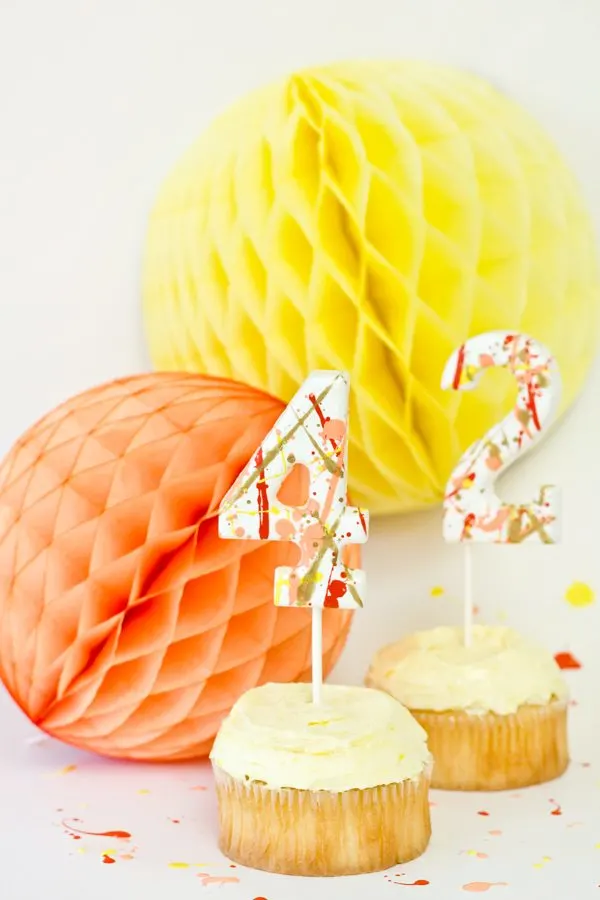 DIY Splatter Paint Cake Toppers