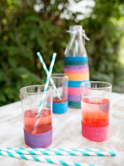 DIY Colorful Twine Wrapped Glasses thumbnail
