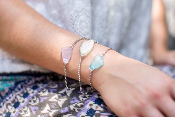 Sea Glass Cuff Bracelet-Handmade Wire Wrapped Beach Glass Silver Sea Glass Bracelet 