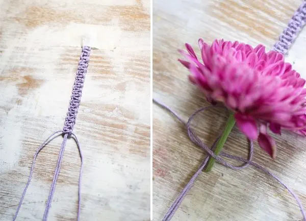 DIY Fresh Flower Macrame Bracelet