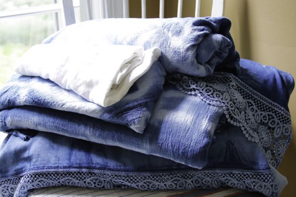 Indigo Blue Hand Tie Dye Shibori Throw Blanket – 100% Cotton Boho Mud Cloth – 58x46 Inches