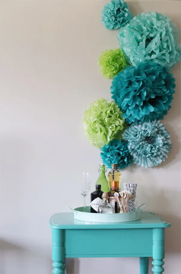 20 Powder Blue Tissue Pom Poms