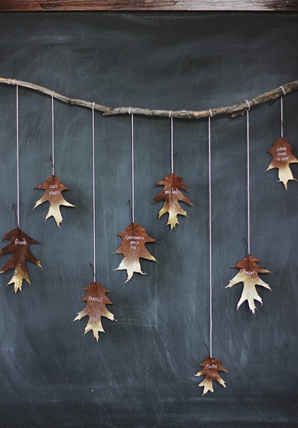 DIY Giving Thanks Golden Leaf Garland