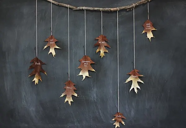 DIY Giving Thanks Golden Leaf Garland