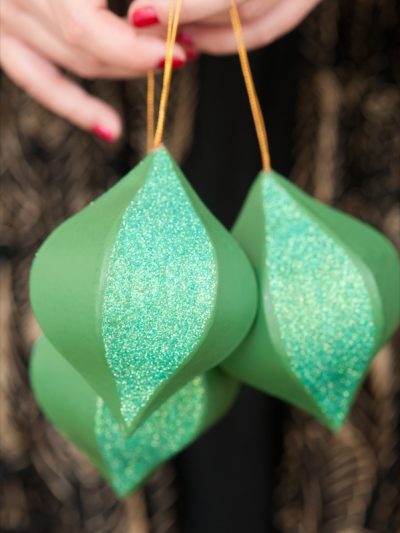 DIY Colorblock Glitter Ornaments thumbnail