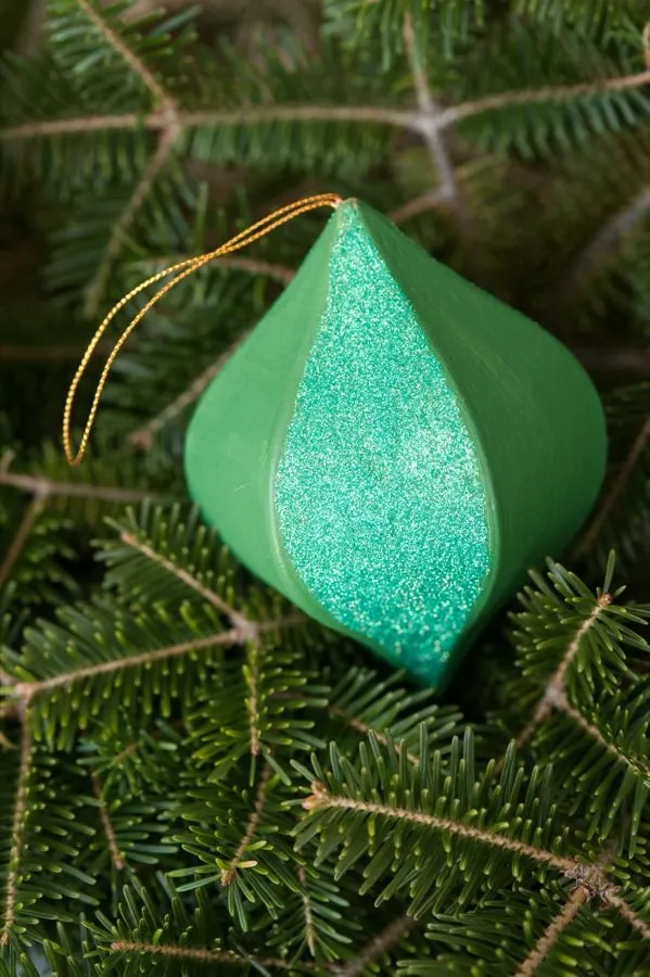 DIY Colorblock Glitter Ornaments