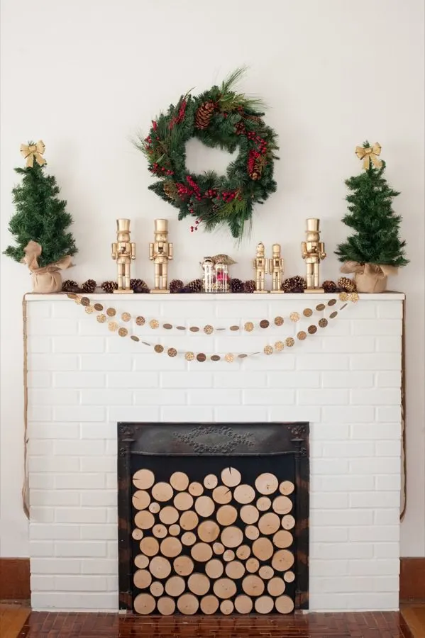 DIY Golden Nutcracker + Chestnut Holiday Mantel