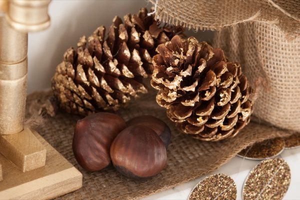 DIY Golden Nutcracker + Chestnut Holiday Mantel
