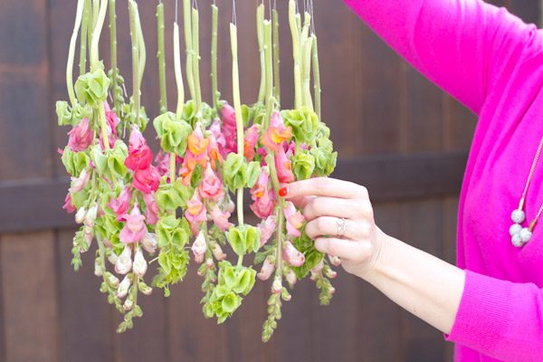 DIY Hanging Flower Chandelier