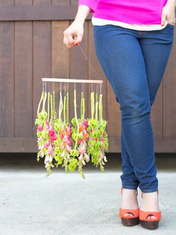 DIY Hanging Flower Chandelier