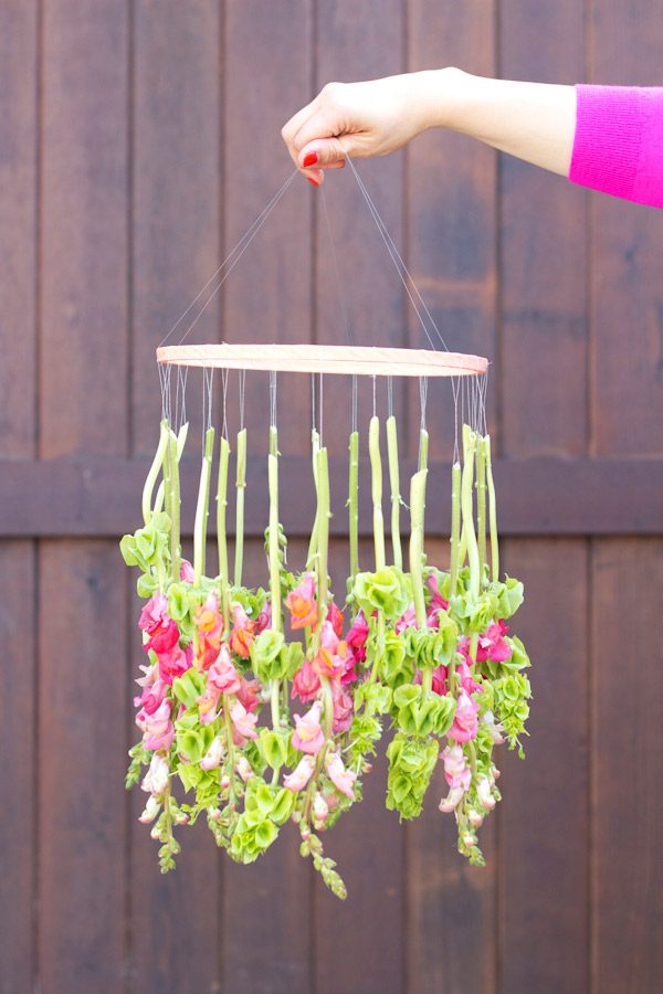 DIY Hanging Flower Chandelier
