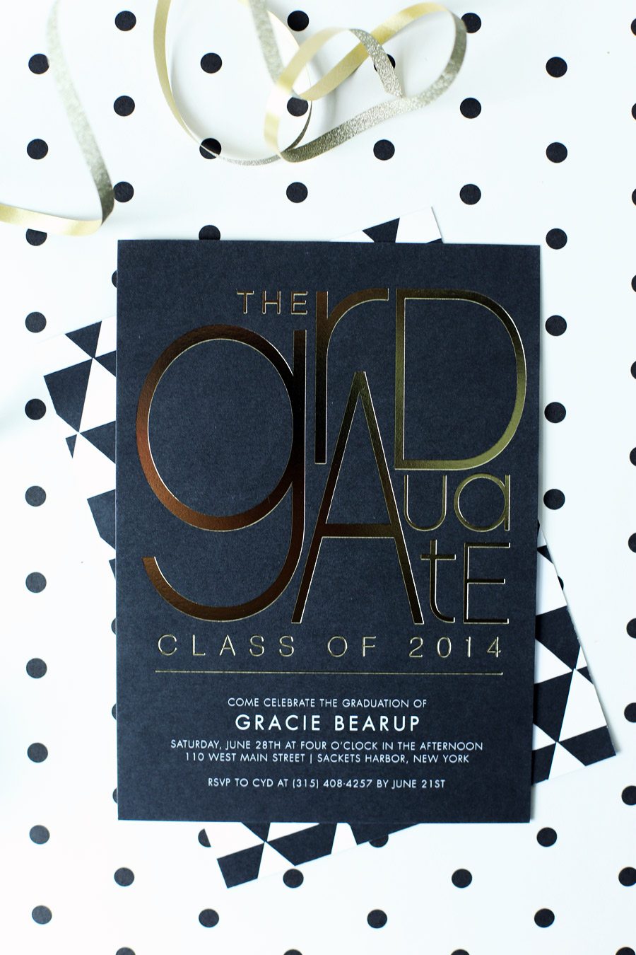 Gold Foil Graduation Party Invitations | The Sweetest Occasion