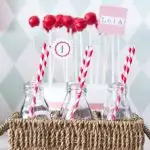Milk Bottles with Red Paper Straws
