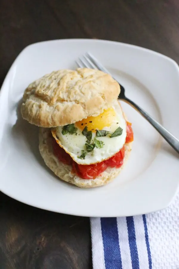 Egg and Grilled Tomato Biscuit Sandwich