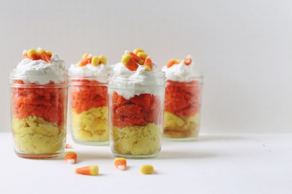 Candy Corn Cake in a Jar by @cydconverse