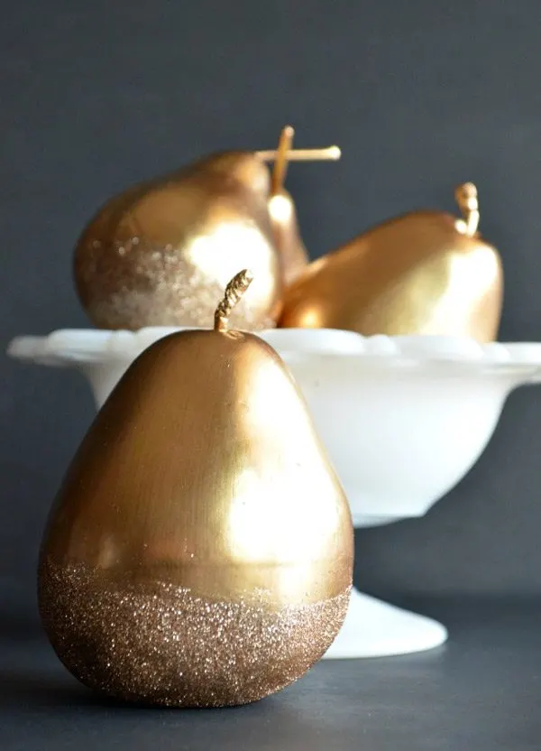 DIY Gilded Glitter Pears