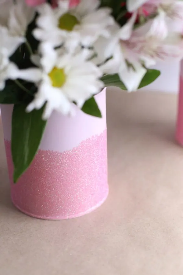 DIY Mini Paint Can Glitter Vases by @cydconverse