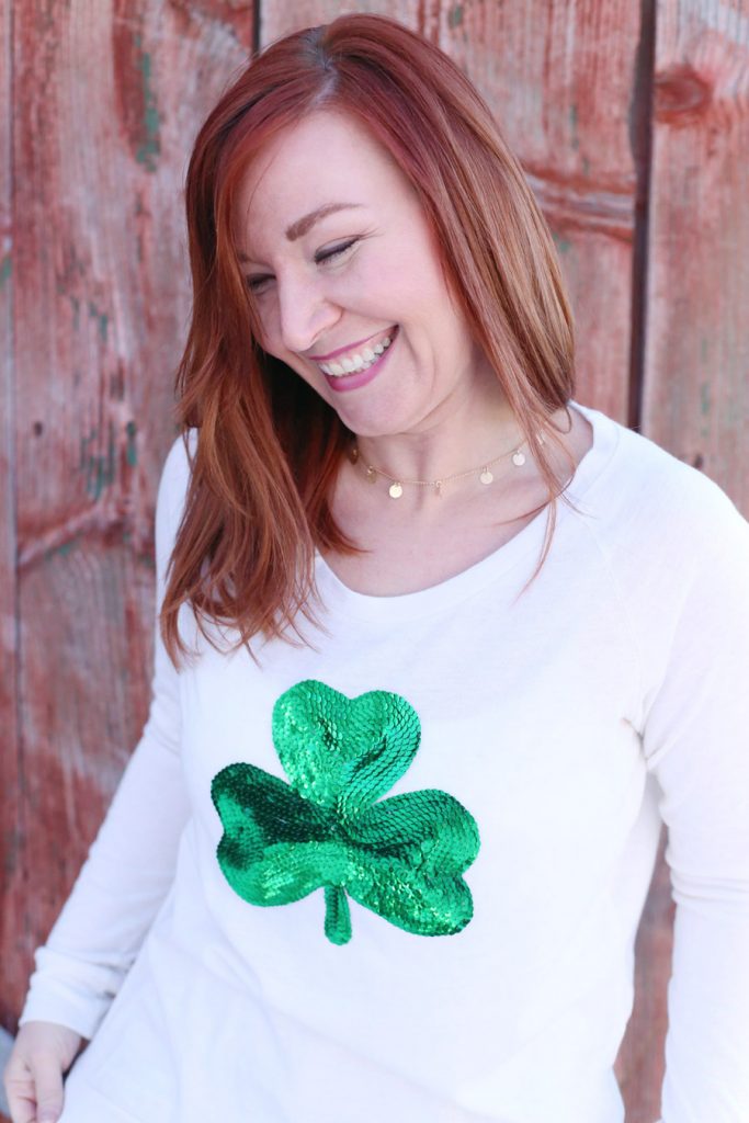 DIY Sequin Shamrock Shirt from @cydconverse