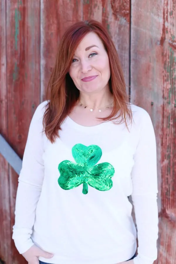 DIY Sequin Shamrock Shirt from @cydconverse