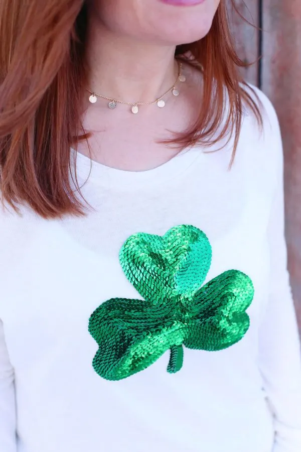 DIY Sequin Shamrock Shirt from @cydconverse