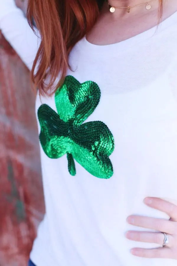 DIY Sequin Shamrock Shirt from @cydconverse