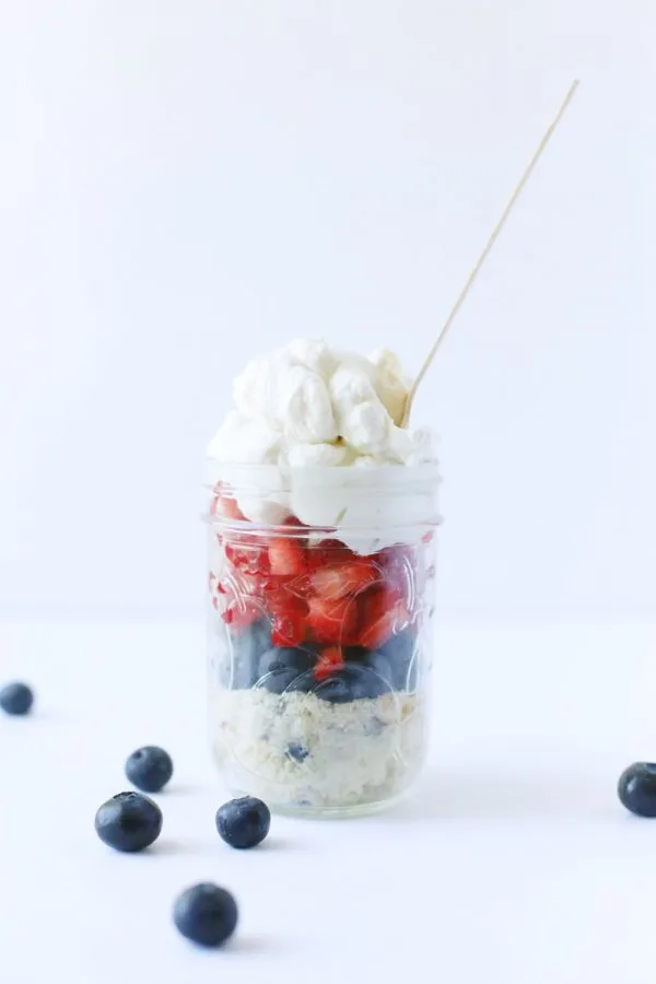 Red, White + Blue Patriotic Parfait in a Jar by @cydconverse