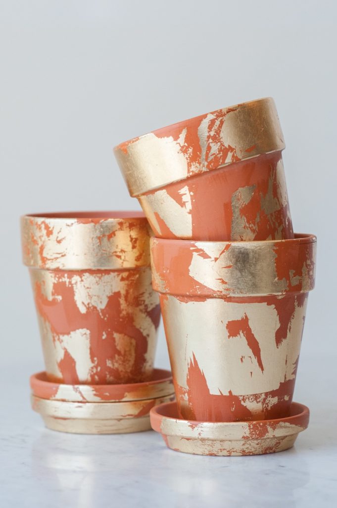 DIY Gold Leaf Planters from @cydconverse