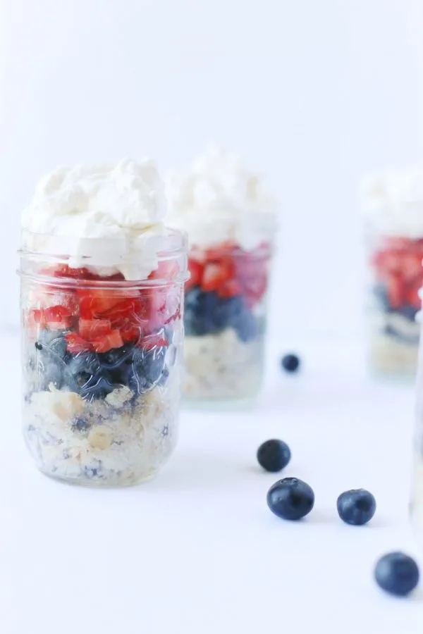 Red, White + Blue Patriotic Parfait in a Jar by @cydconverse