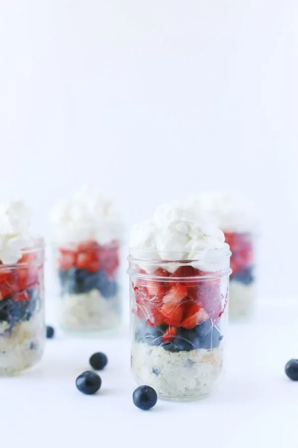Red, White + Blue Patriotic Parfait in a Jar by @cydconverse