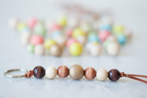 DIY Wooden Bead Keychain by @cydconverse