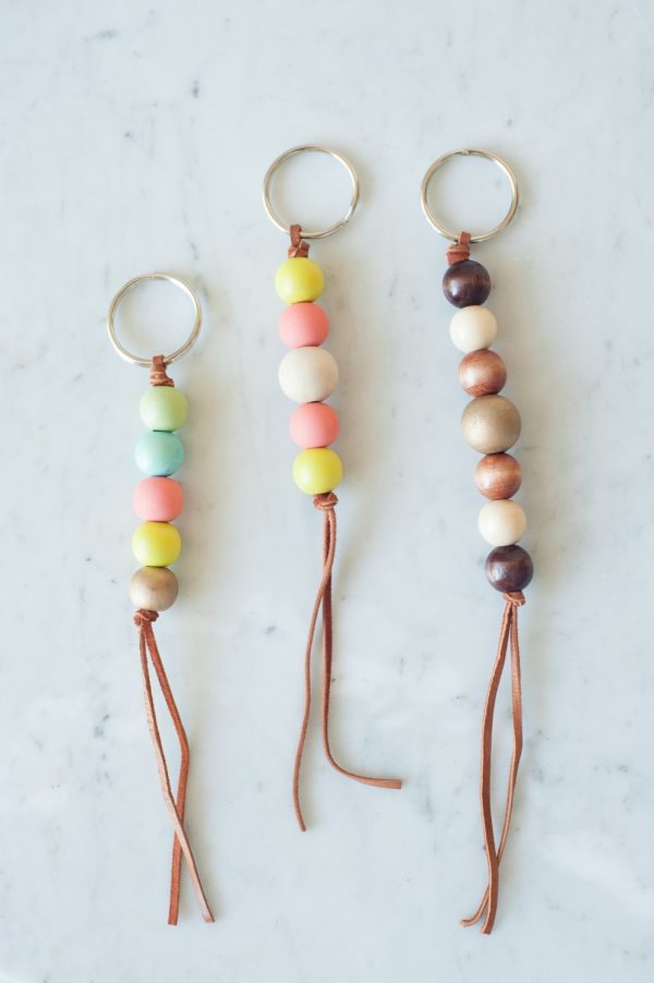 DIY Wooden Bead Keychain by @cydconverse