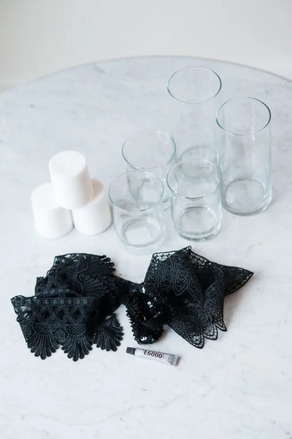 DIY Black Lace Candle Holders by @cydconverse