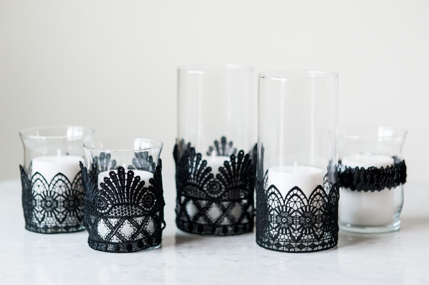 DIY Black Lace Candle Holders - The Sweetest Occasion